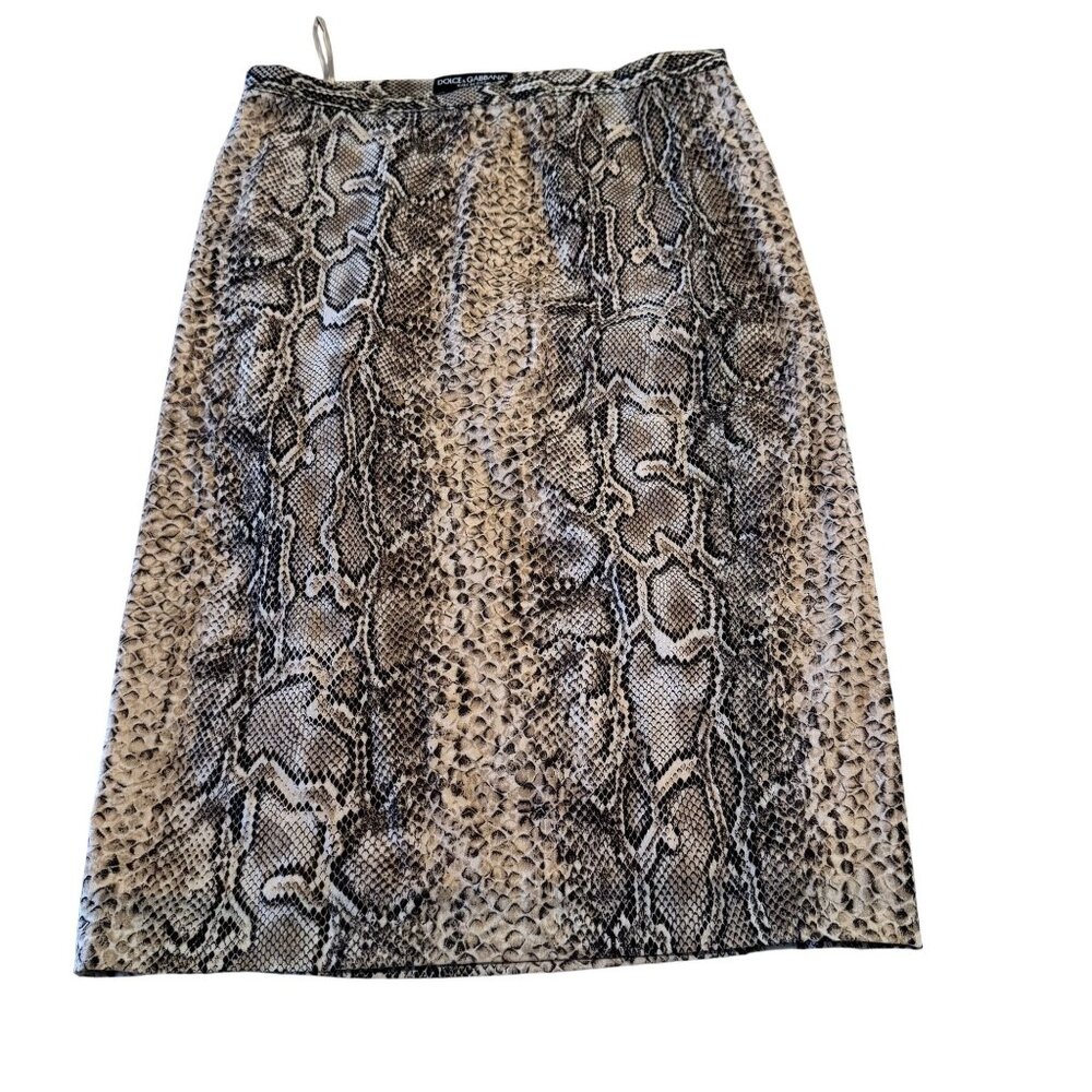 Dolce & Gabbana Brown Snakeskin Python Print Silk Blend Skirt Women's Size IT 42